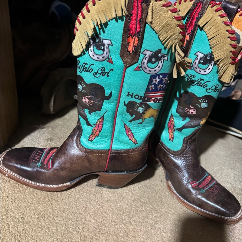Ariat Brown and Teal Heeled Boots